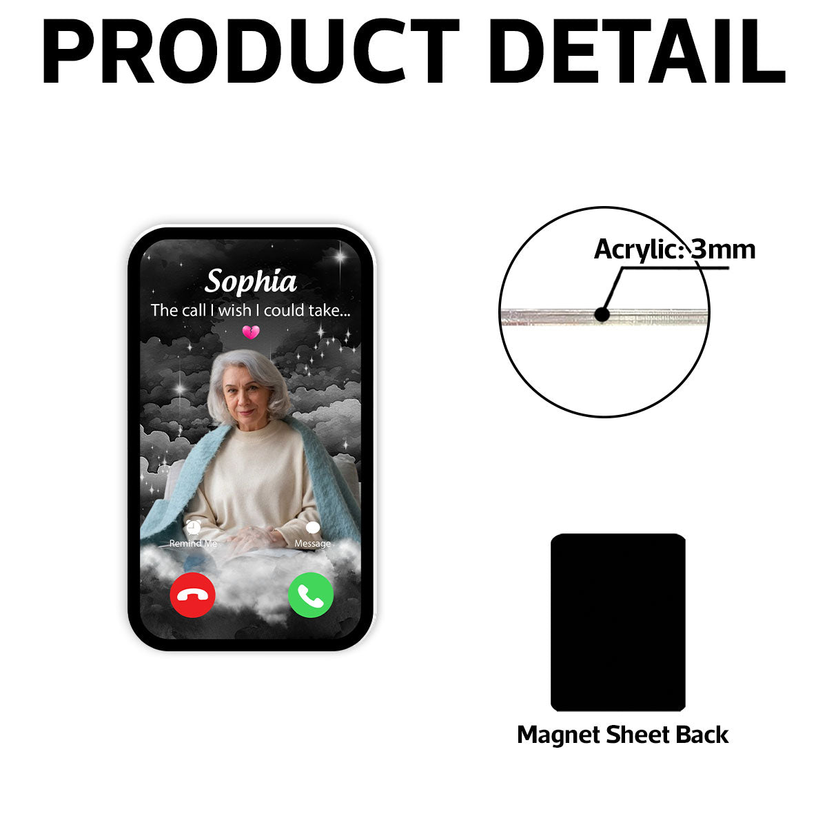 The Call We Wish We Could Take Memorial Sympathy Gift Remembrance Keepsake Photo Inserted Personalized Acrylic Fridge Magnet