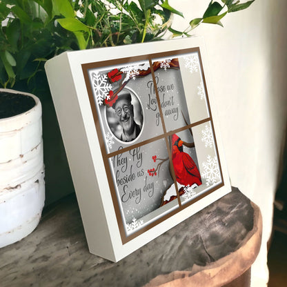 Those We Love Don't Do Away Cardinal Outside Window Memorial Keepsake Personalized Shadow Box