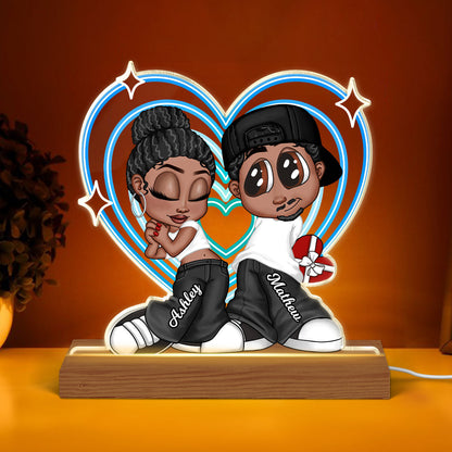 Y2K Couple Retro Heart Personalized Acrylic LED Night Light, Anniversary Gift,  Gift for Him for Her