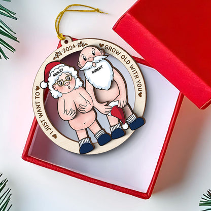 Funny Old Couple Personalized 3-Layer Wooden Ornament Christmas Gift for Him for Her