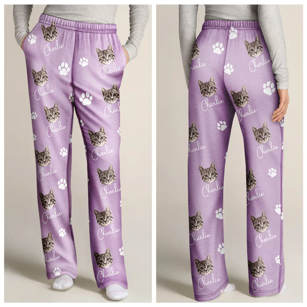 Custom Photo Funny Dog Cat Face - Personalized Pajama Pants