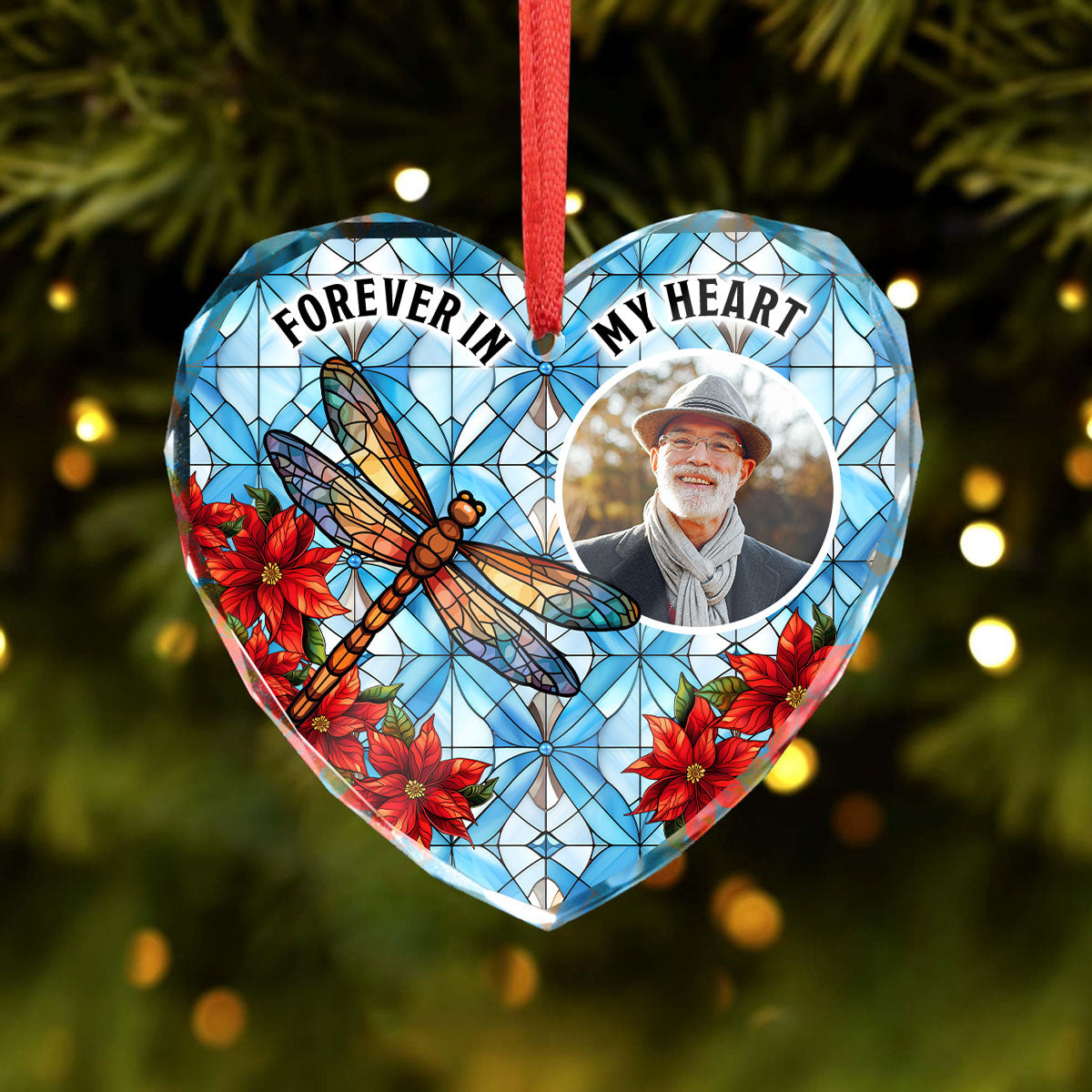 Upload Photo I'm Always With You Memorial Personalized Heart Glass Ornament