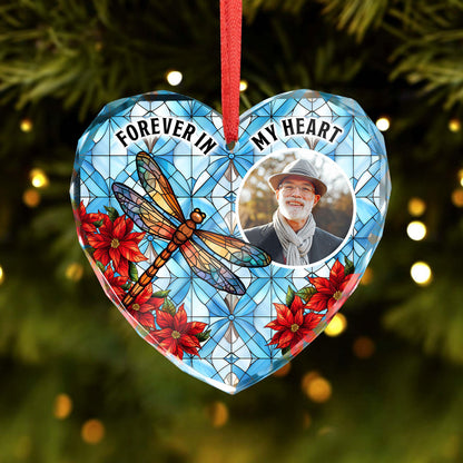 Upload Photo I'm Always With You Memorial Personalized Heart Glass Ornament