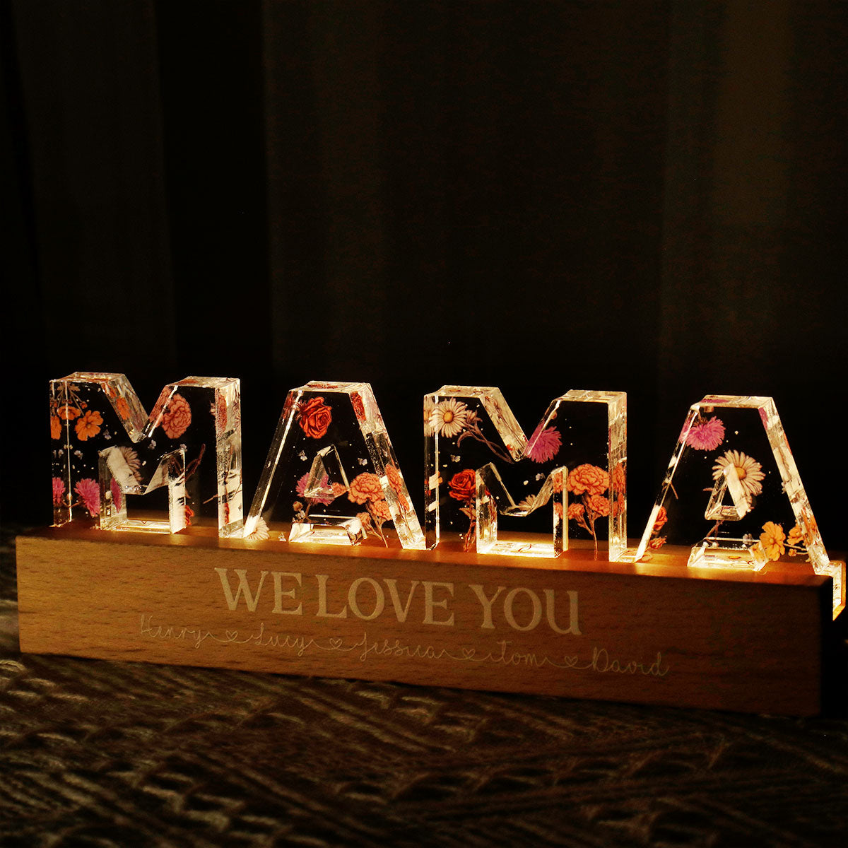 Custom Flower Printed LED Night Light, Birth Month Flower, Mother's Day Gift for Mom, Gift for Grandma, Gift for Wife
