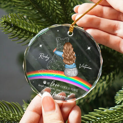 Rainbow Bridge Dog Memorial Pet Loss Keepsake Personalized Glass Ornament