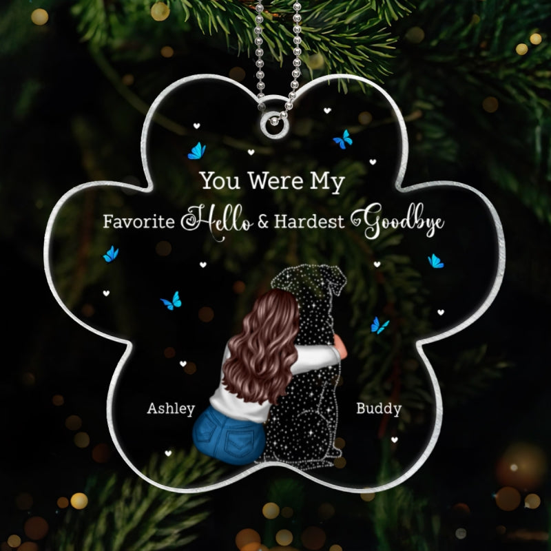 Dog Memorial Sitting Back View Memorial Keepsake Sympathy Gift Personalized Acrylic Ornament