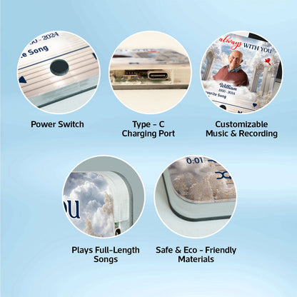 Memorial Upload Photo Heaven Gate Sky Personalized Music Fridge Magnet, Sympathy Keepsake, Remembrance Gift