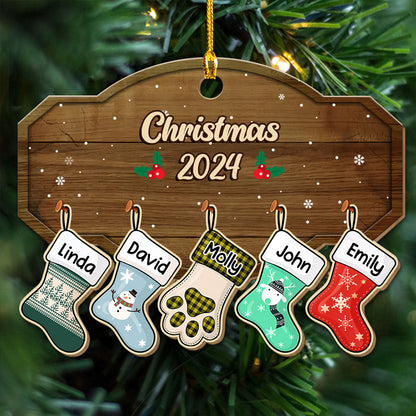 Family With Pet - Personalized Custom Wood Ornament