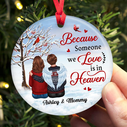 Berry Tree Cardinal Memorial On Cloud Personalized Circle Ornament