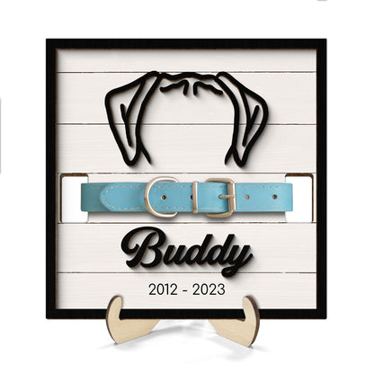 Pet Loss Dog Head Outline Memorial Remembrance Gift Pet Collar Keepsake Personalized Wooden Pet Collar Holder
