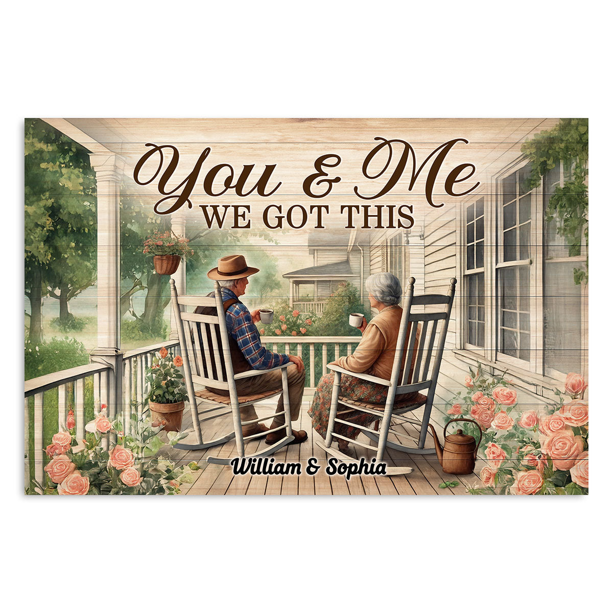 Old Couple Sitting Together On The Porch Personalized Poster, Heartfelt Valentine's Day Gift For Him, For Her, Husband, Wife