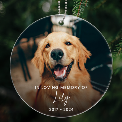 Custom Forever Loved Dog Cat Ornament, Dog Cat Remembrance Gift, Pet Memorial Christmas Decoration, Photo Keepsake