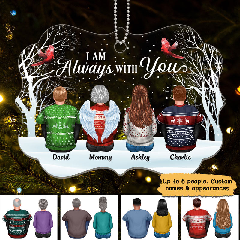 Always With You Family Memorial Snow Background Personalized Acrylic Ornament