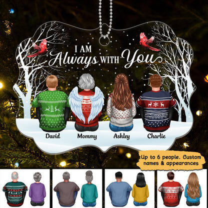 Always With You Family Memorial Snow Background Personalized Acrylic Ornament