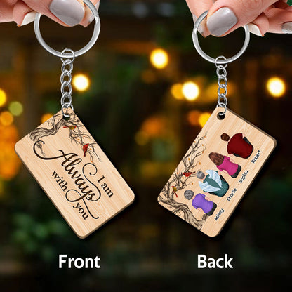 Hard To Forget Cardinal Memorial Remembrance Gift Family Personalized Wooden Keychain