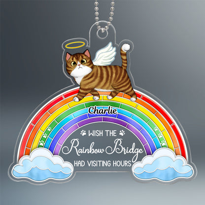 Stained Glass Rainbow Walking Cats Memorial Personalized Acrylic Ornament