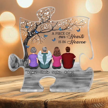 Butterflies Blossom Tree A Big Piece Of My Heart In Heaven Family Memorial Remembrance Gift Personalized Puzzle Acrylic Plaque