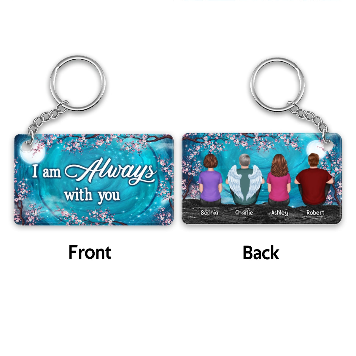 Blossom Moon Family Memorial Gift Sympathy Remembrance Keepsake Personalized Acrylic Keychain