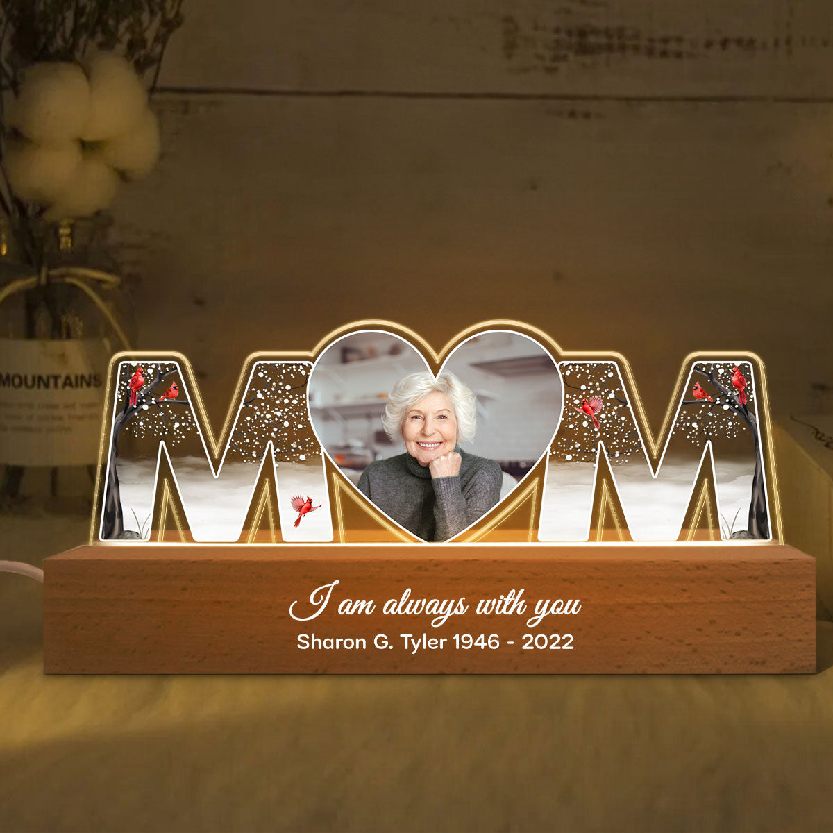 I'm Always With You, Memorial Sympathy Gift, Photo Personalized LED Night Light