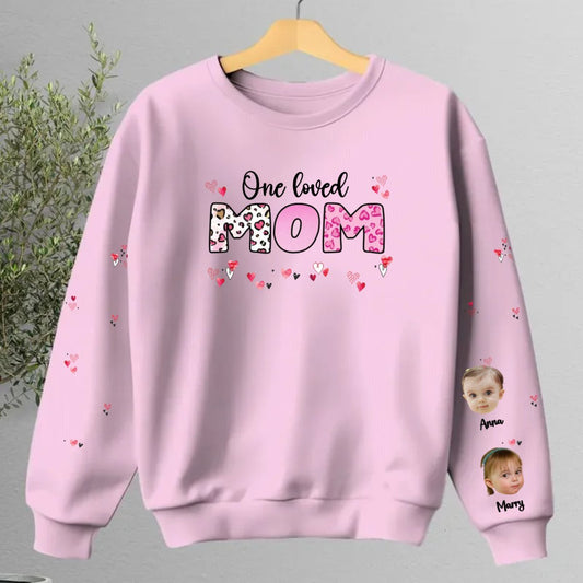 Kids - One Loved Mom - Personalized Photo Custom Sweatshirt - The Next Custom Gift