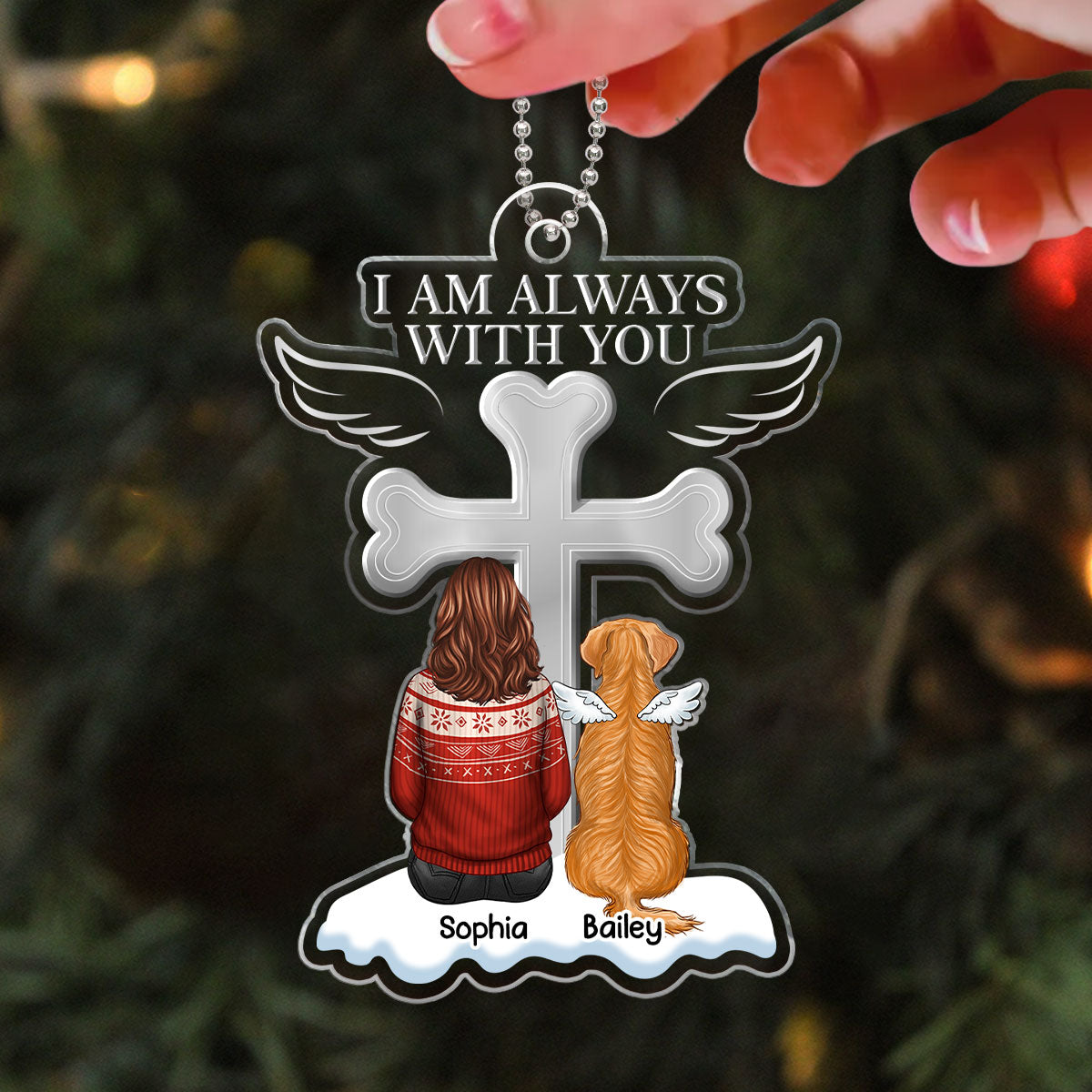Always In My Heart Dog Memorial Remembrance Keepsake Personalized Acrylic Ornament