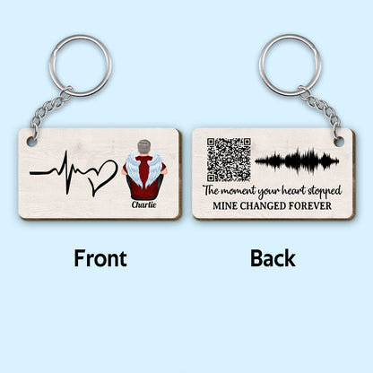 The Moment Your Heart Stopped Voicemail Scannable QR Code Personalized Wooden Keychain