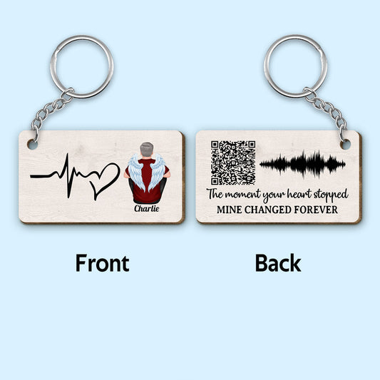 The Moment Your Heart Stopped Voicemail Scannable QR Code Personalized Wooden Keychain