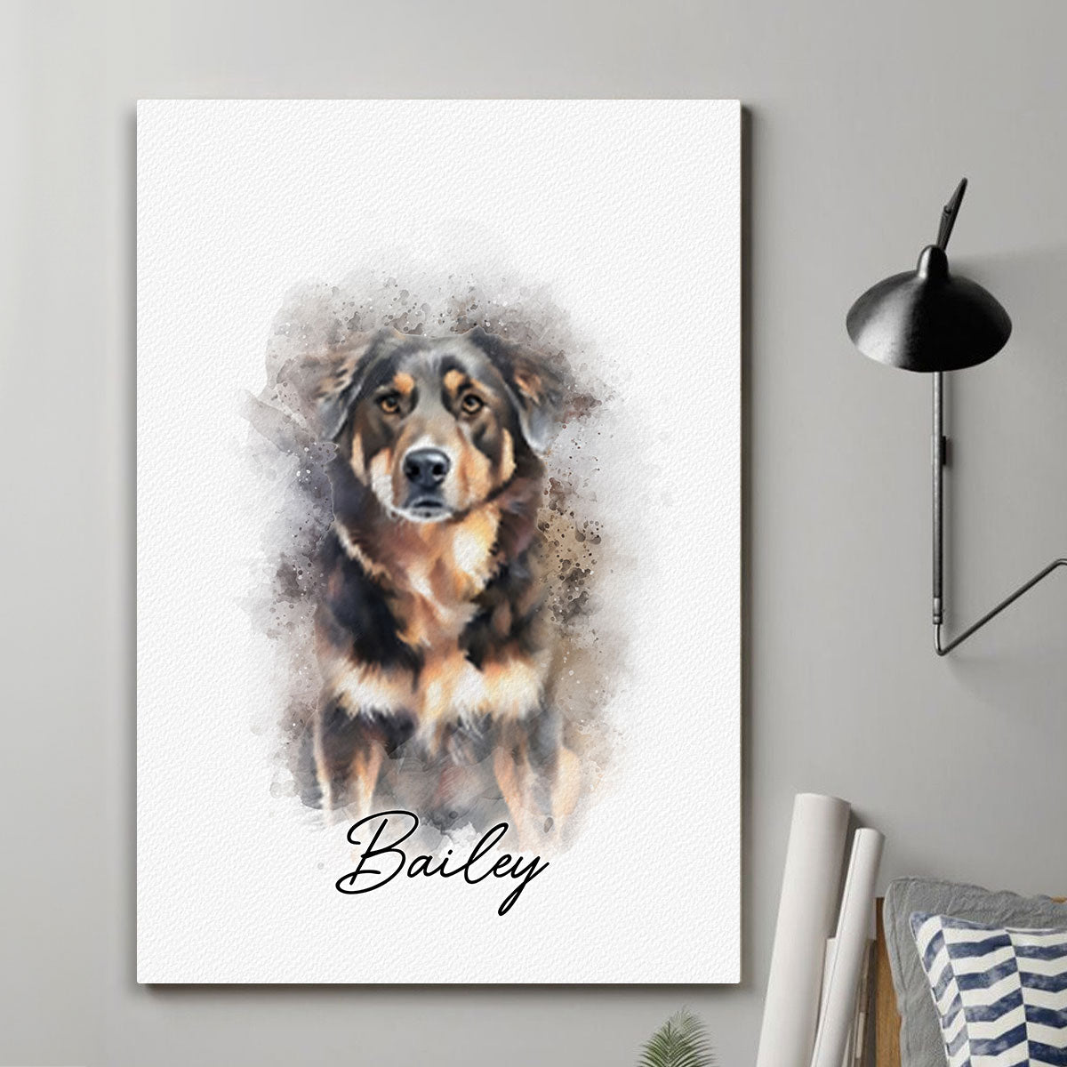 Watercolor Pet Portrait Using Photo Personalized Canvas Print, Gift For Pet Owners, New Pet Gift, Pet Memorial Gift