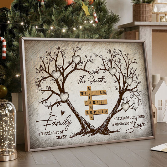 Family Heart Tree Crossword Puzzle - Created In A Moment, Treasured Forever Personalized Poster, Perfect 2025  Gift For Family, For Husband, Wife