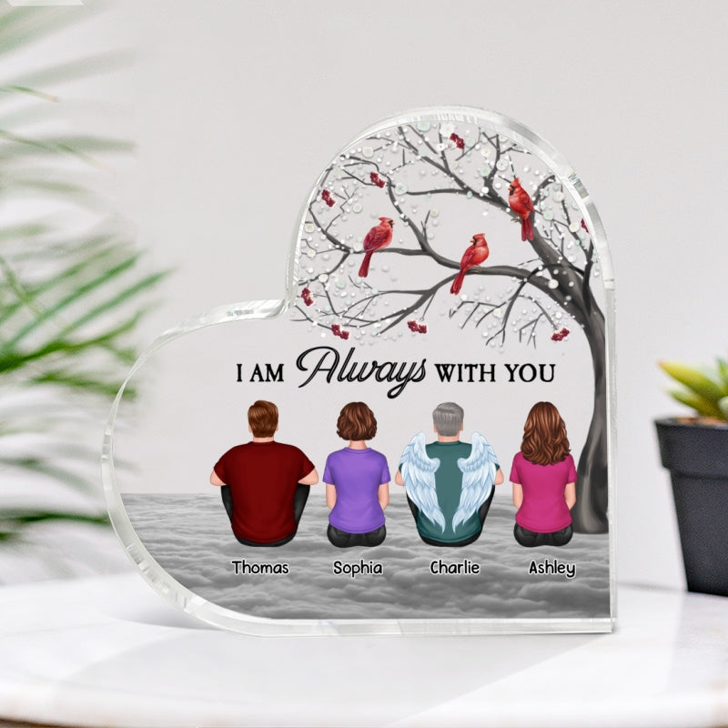 Blossom Tree Cardinal Always With You Cardinal Whole Family Memorial Remembrance Gift Personalized Heart Acrylic Plaque
