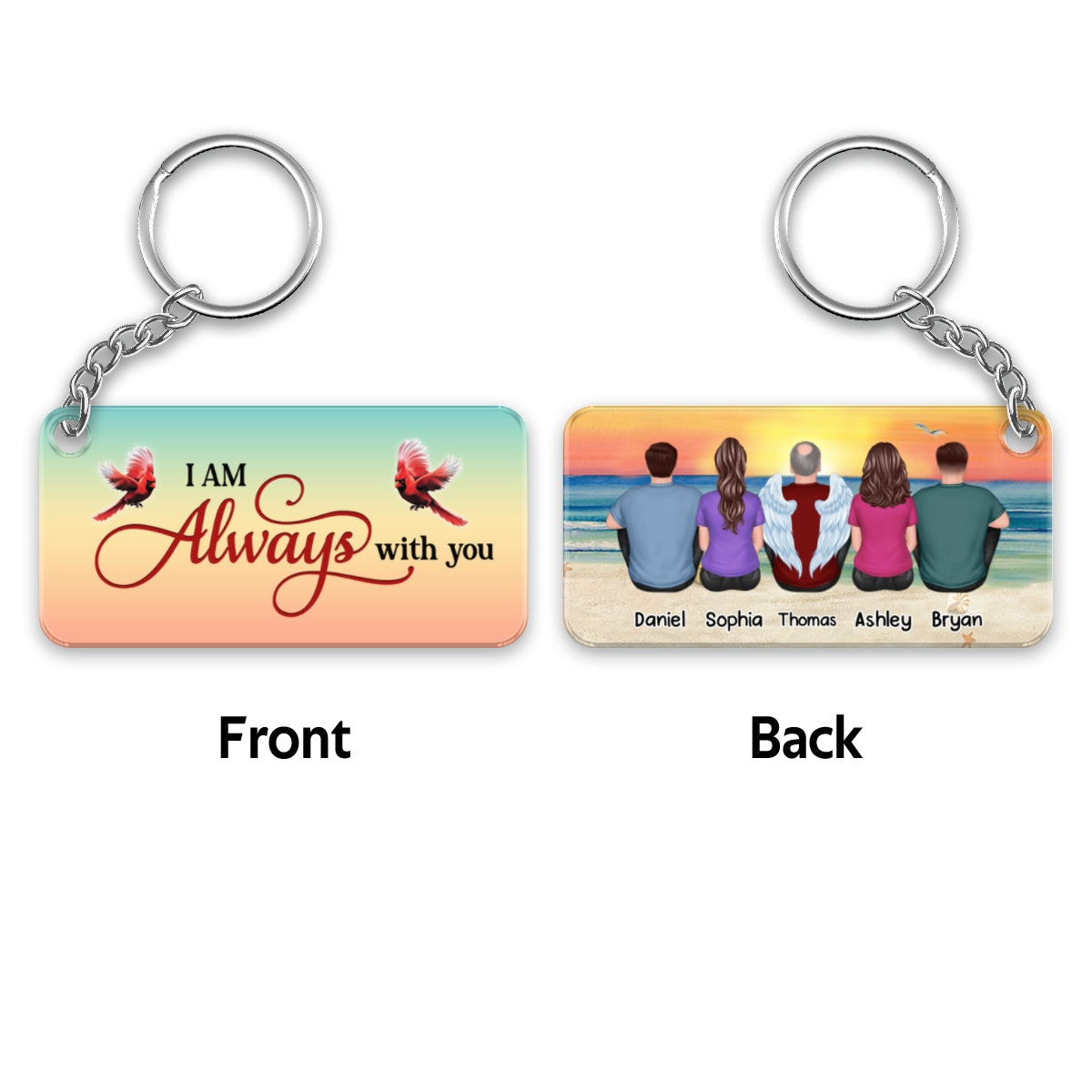 Beach Landscape Always With You Whole Family Memorial Remembrance Gift Personalized Acrylic Keychain