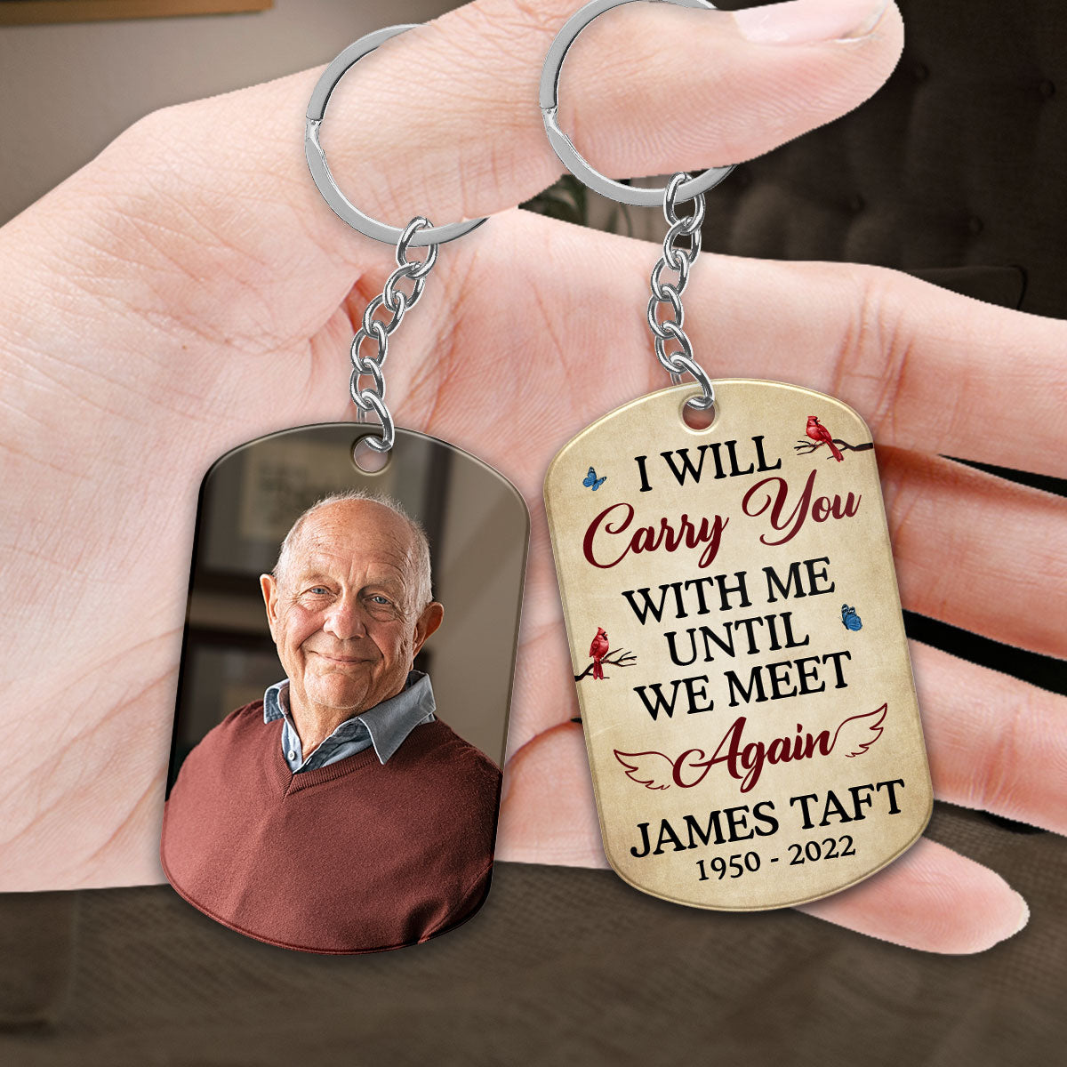 Family Memorial Photo Carry You With Me Personalized Acrylic Keychain