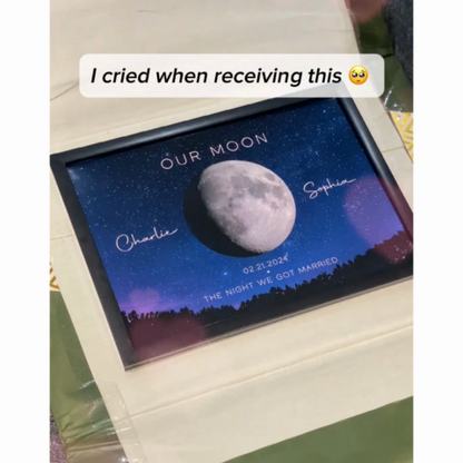 Our Moon Couple Gift Moon Phase Art Anniversary for Wife, Gift for Husband Wedding Anniversary Personalized Poster
