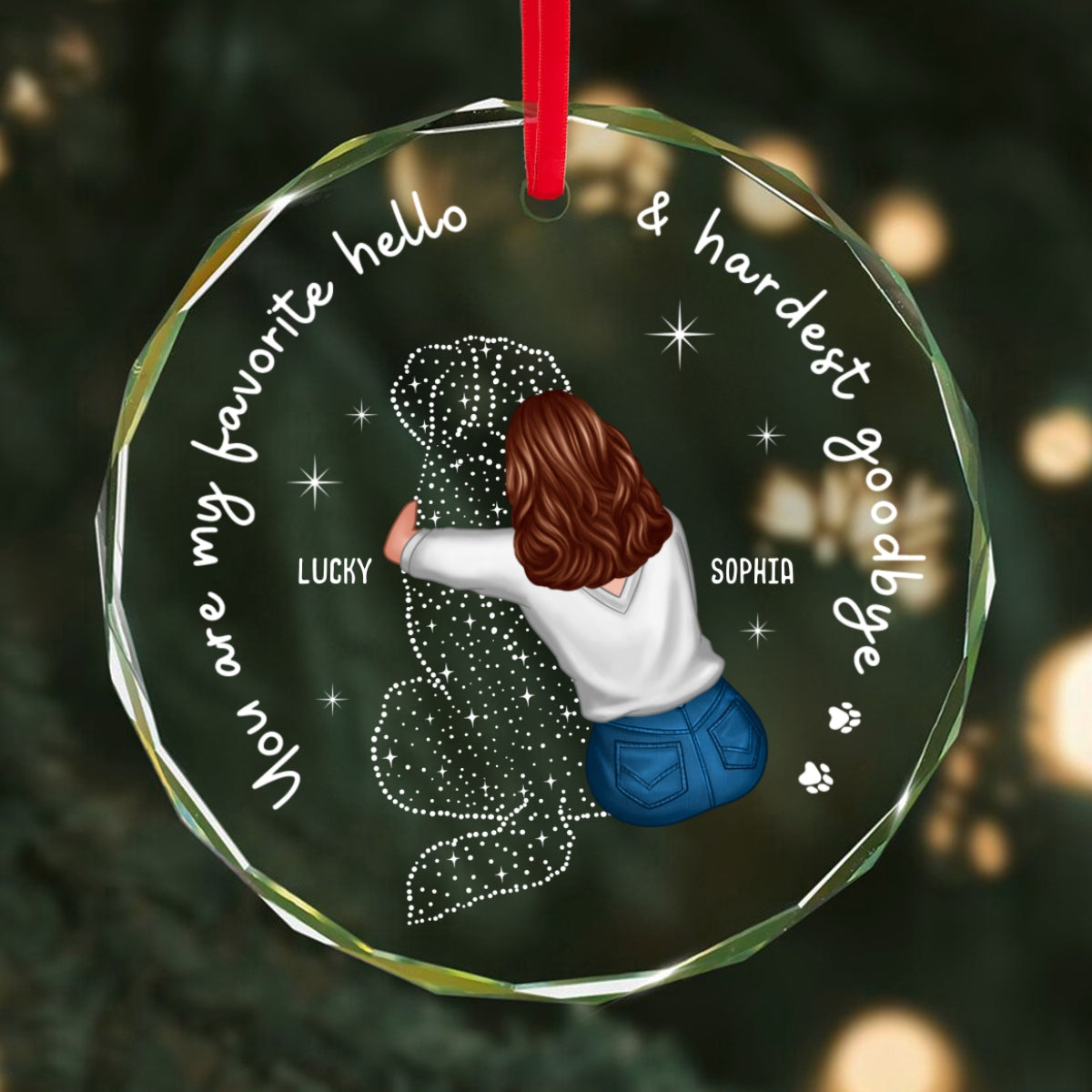 Dog Memorial Pet Loss Keepsake Personalized Glass Ornament