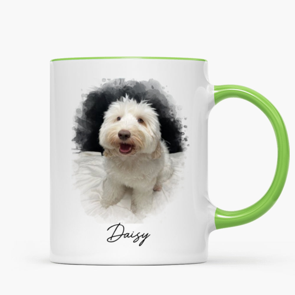 Watercolor Pet Portrait Using Photo Personalized Mug, Unique Gift For Pet Owners, Thoughtful Pet Memorial Gift