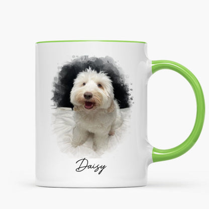 Watercolor Pet Portrait Using Photo Personalized Mug, Unique Gift For Pet Owners, Thoughtful Pet Memorial Gift