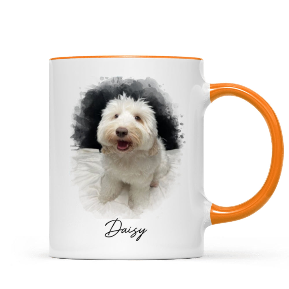 Watercolor Pet Portrait Using Photo Personalized Mug, Unique Gift For Pet Owners, Thoughtful Pet Memorial Gift