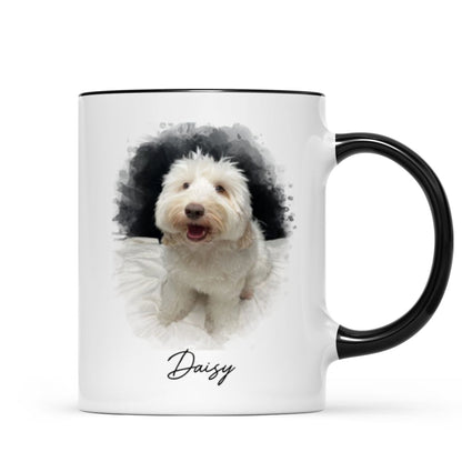 Watercolor Pet Portrait Using Photo Personalized Mug, Unique Gift For Pet Owners, Thoughtful Pet Memorial Gift