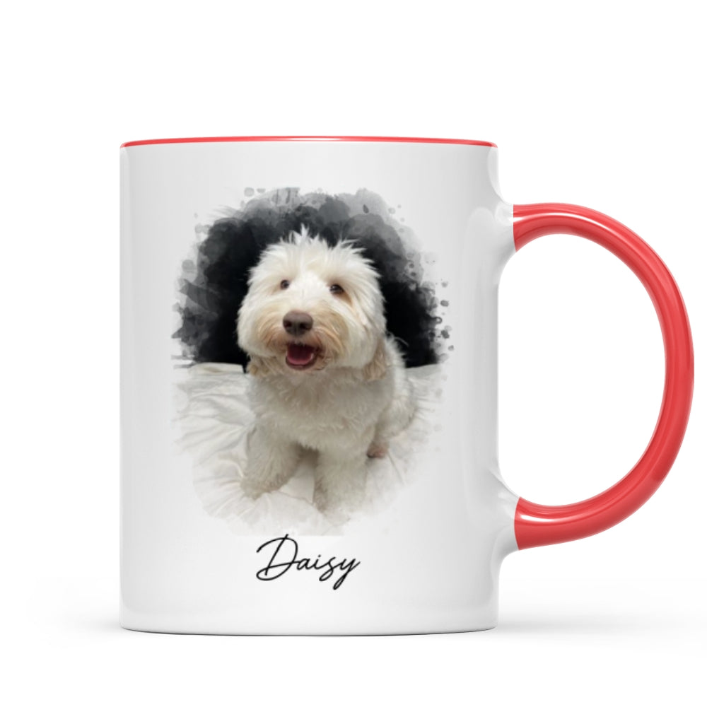 Watercolor Pet Portrait Using Photo Personalized Mug, Unique Gift For Pet Owners, Thoughtful Pet Memorial Gift