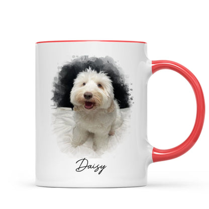 Watercolor Pet Portrait Using Photo Personalized Mug, Unique Gift For Pet Owners, Thoughtful Pet Memorial Gift