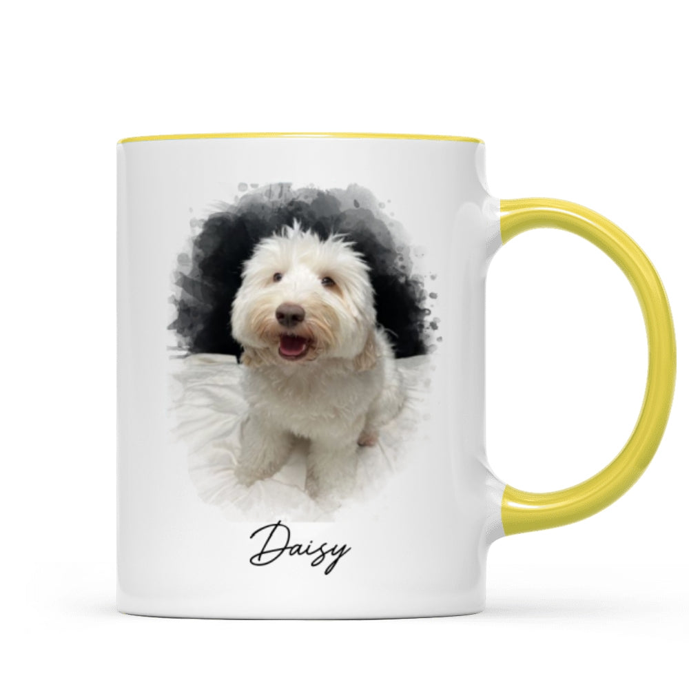 Watercolor Pet Portrait Using Photo Personalized Mug, Unique Gift For Pet Owners, Thoughtful Pet Memorial Gift