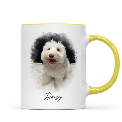 Watercolor Pet Portrait Using Photo Personalized Mug, Unique Gift For Pet Owners, Thoughtful Pet Memorial Gift