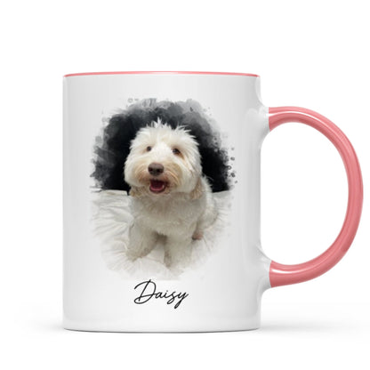 Watercolor Pet Portrait Using Photo Personalized Mug, Unique Gift For Pet Owners, Thoughtful Pet Memorial Gift