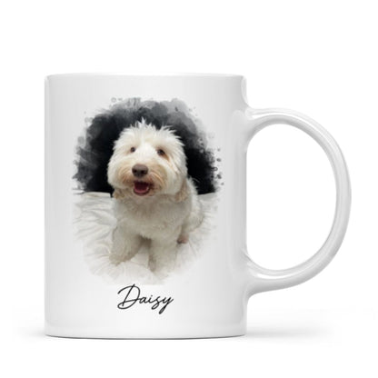 Watercolor Pet Portrait Using Photo Personalized Mug, Unique Gift For Pet Owners, Thoughtful Pet Memorial Gift