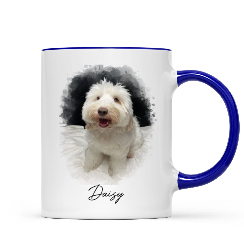 Watercolor Pet Portrait Using Photo Personalized Mug, Unique Gift For Pet Owners, Thoughtful Pet Memorial Gift