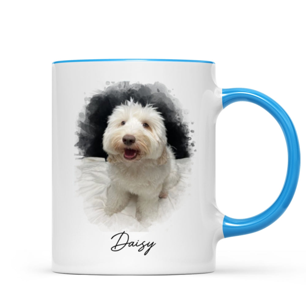 Watercolor Pet Portrait Using Photo Personalized Mug, Unique Gift For Pet Owners, Thoughtful Pet Memorial Gift