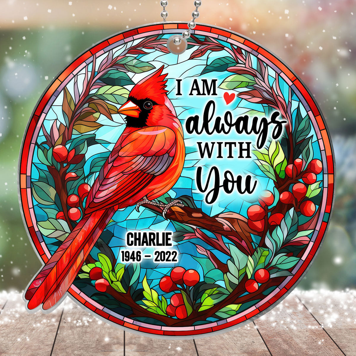 Cardinal Memorial Stained Glass Personalized Acrylic Ornament