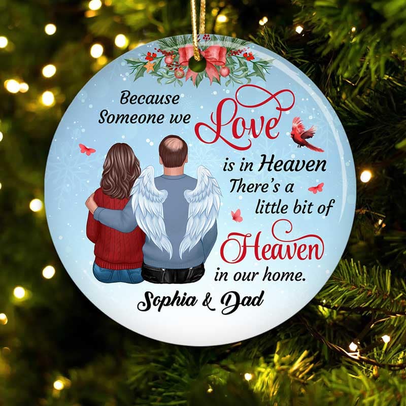 Someone We Love In Heaven Cardinal Snow Memorial Personalized Circle Ornament