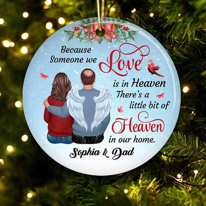 Someone We Love In Heaven Cardinal Snow Memorial Personalized Circle Ornament