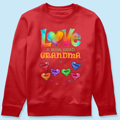 Colorful Pattern Love Is Being Call Grandma Personalized Shirt